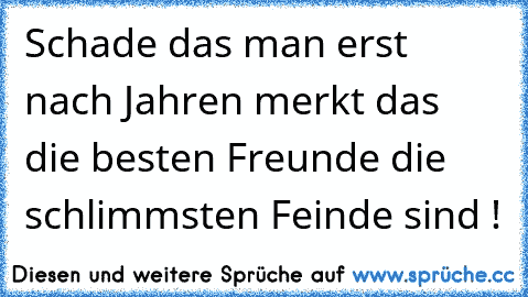 Schade das man erst nach Jahren merkt das die besten Freunde die schlimmsten Feinde sind !