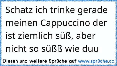 Schatz ich trinke gerade meinen Cappuccino der ist ziemlich süß, aber nicht so süßß wie duu♥