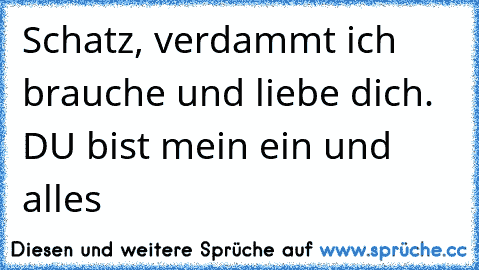 Schatz, verdammt ich brauche und liebe dich. DU bist mein ein und alles