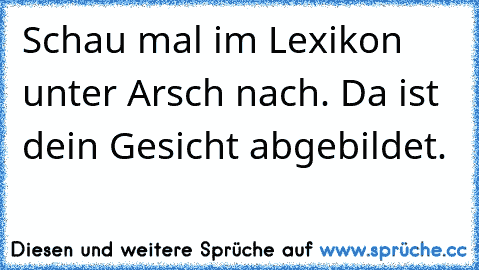 Schau mal im Lexikon unter Arsch nach. Da ist dein Gesicht abgebildet.