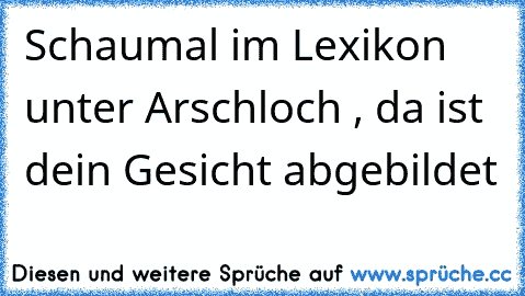 Schaumal im Lexikon unter Arschloch , da ist dein Gesicht abgebildet