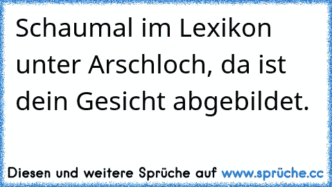 Schaumal im Lexikon unter Arschloch, da ist dein Gesicht abgebildet.