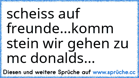 scheiss auf freunde...
komm stein wir gehen zu mc donalds...