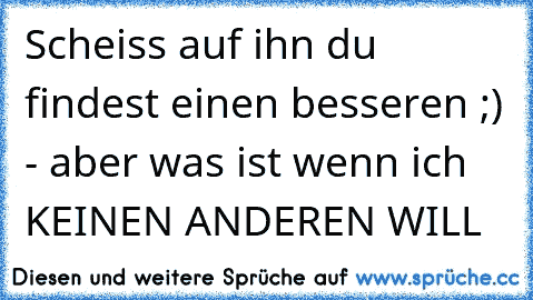 Scheiss auf ihn du findest einen besseren ;) - aber was ist wenn ich KEINEN ANDEREN WILL