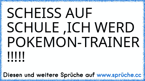 SCHEISS AUF SCHULE ,
ICH WERD POKEMON-TRAINER !!!!!