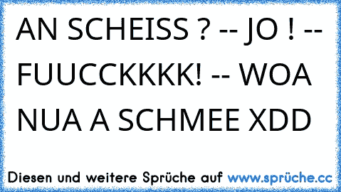 AN SCHEISS ? -- JO ! -- FUUCCKKKK! -- WOA NUA A SCHMEE XDD