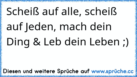 Scheiß auf alle, scheiß auf Jeden, mach dein Ding & Leb dein Leben ;) ♥