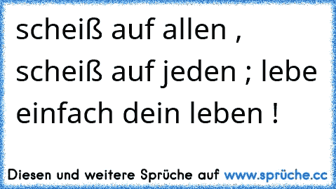 scheiß auf allen , scheiß auf jeden ; lebe einfach dein leben !