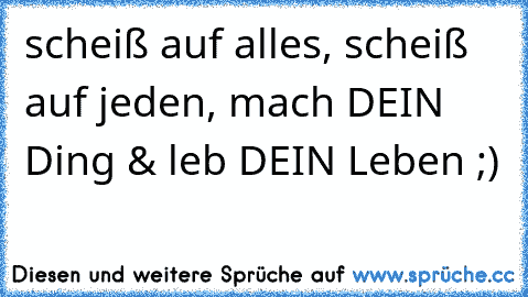 scheiß auf alles, scheiß auf jeden, mach DEIN Ding & leb DEIN Leben ;)