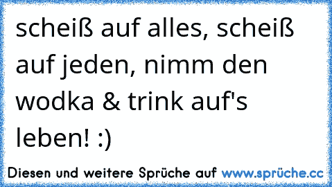 scheiß auf alles, scheiß auf jeden, nimm den wodka & trink auf's leben! :)