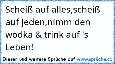 Scheiß auf alles,scheiß auf jeden,nimm den wodka & trink auf 's Leben!