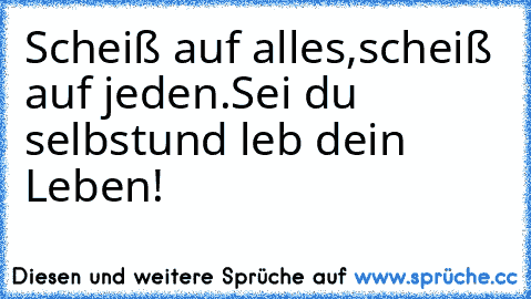 Scheiß auf alles,
scheiß auf jeden.
Sei du selbst
und leb dein Leben!