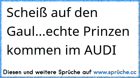 Scheiß auf den Gaul...echte Prinzen kommen im AUDI