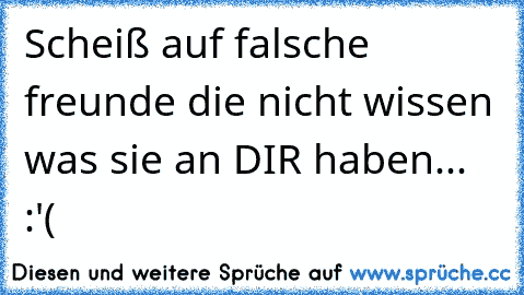 Scheiß auf falsche freunde die nicht wissen was sie an DIR haben... :'(