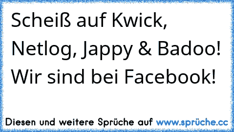 Scheiß auf Kwick, Netlog, Jappy & Badoo! Wir sind bei Facebook!