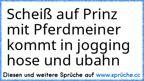 Scheiß auf Prinz mit Pferd
meiner kommt in jogging hose und ubahn ♥