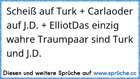 Scheiß auf Turk + Carla
oder auf J.D. + Elliot
Das einzig wahre Traumpaar sind Turk und J.D.