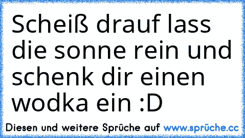 Scheiß drauf lass die sonne rein und schenk dir einen wodka ein :D