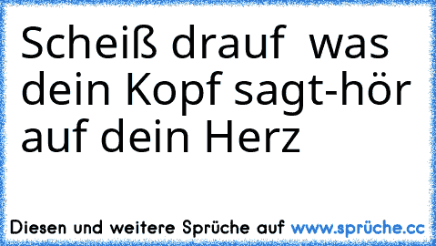 Scheiß drauf  was dein Kopf sagt-hör auf dein Herz ♥