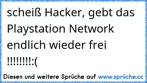 scheiß Hacker, gebt das Playstation Network endlich wieder frei !!!!!!!!:(