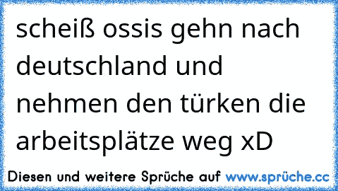 scheiß ossis gehn nach deutschland und nehmen den türken die arbeitsplätze weg xD