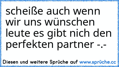 scheiße auch wenn wir uns wünschen leute es gibt nich den perfekten partner -.-