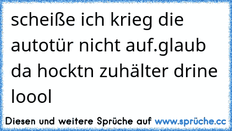 scheiße ich krieg die autotür nicht auf.glaub da hocktn zuhälter drine loool