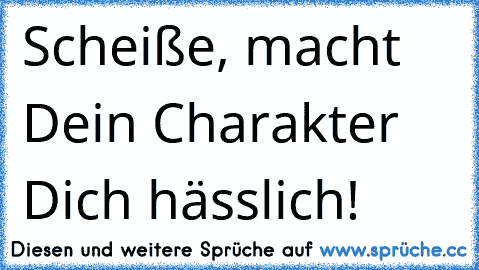 Scheiße, macht Dein Charakter Dich hässlich!