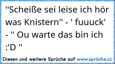 ''Scheiße sei leise ich hör was Knistern'' - ' fuuuck' - '' Ou warte das bin ich :'D ''