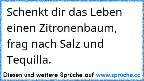 Schenkt dir das Leben einen Zitronenbaum, frag nach Salz und Tequilla.