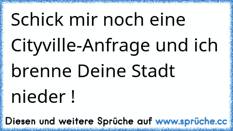 Schick mir noch eine Cityville-Anfrage und ich brenne Deine Stadt nieder !