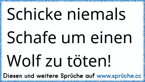 Schicke niemals Schafe um einen Wolf zu töten!