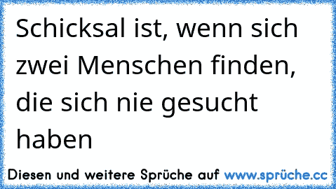 Schicksal ist, wenn sich zwei Menschen finden, die sich nie gesucht haben ♥