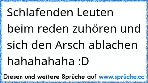 Schlafenden Leuten beim reden zuhören und sich den Arsch ablachen hahahahaha :D