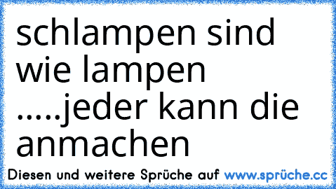 schlampen sind wie lampen .....jeder kann die anmachen