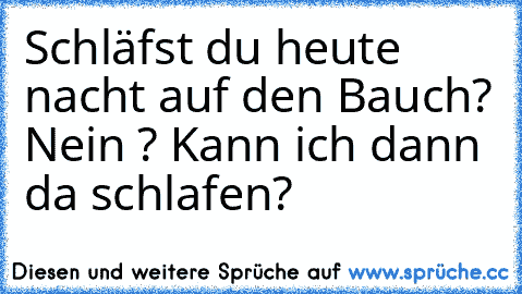 Schläfst du heute nacht auf den Bauch? Nein ? Kann ich dann da schlafen?