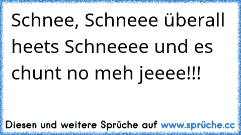 Schnee, Schneee überall heets Schneeee und es chunt no meh jeeee!!!