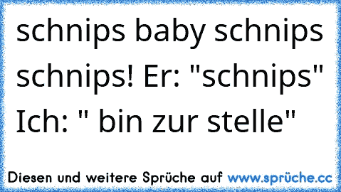 schnips baby schnips schnips! Er: "schnips" Ich: " bin zur stelle"