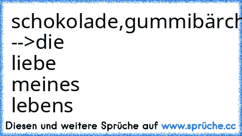 schokolade,gummibärchen -->die liebe meines lebens