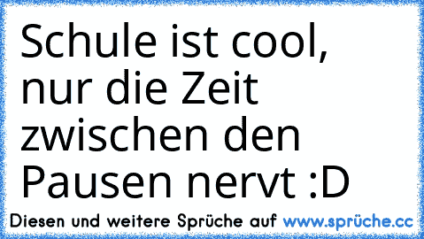 Schule ist cool, nur die Zeit zwischen den Pausen nervt :D