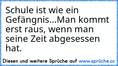 Schule ist wie ein Gefängnis...Man kommt erst raus, wenn man seine Zeit abgesessen hat.