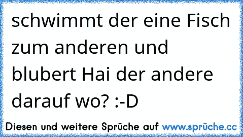 schwimmt der eine Fisch zum anderen und blubert Hai der andere darauf wo? :-D