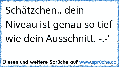 Schätzchen.. dein Niveau ist genau so tief wie dein Ausschnitt. -.-'