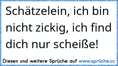 Schätzelein, ich bin nicht zickig, ich find dich nur scheiße!