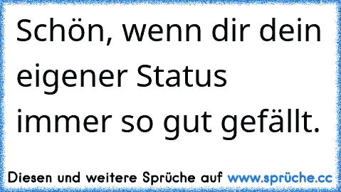 Schön, wenn dir dein eigener Status immer so gut gefällt.