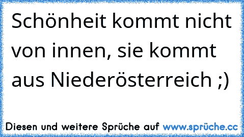 Schönheit kommt nicht von innen, sie kommt aus Niederösterreich ;)