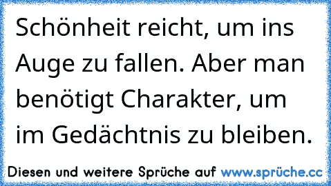 Schönheit reicht, um ins Auge zu fallen. Aber man benötigt Charakter, um im Gedächtnis zu bleiben.