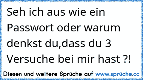 Seh ich aus wie ein Passwort oder warum denkst du,dass du 3 Versuche bei mir hast ?!