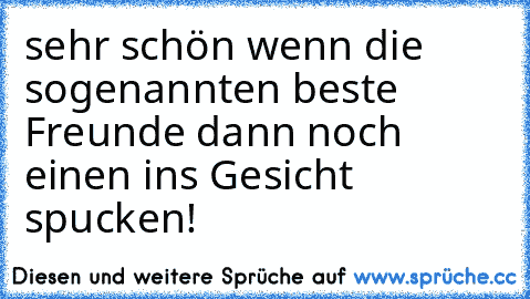 sehr schön wenn die sogenannten beste Freunde dann noch einen ins Gesicht spucken!