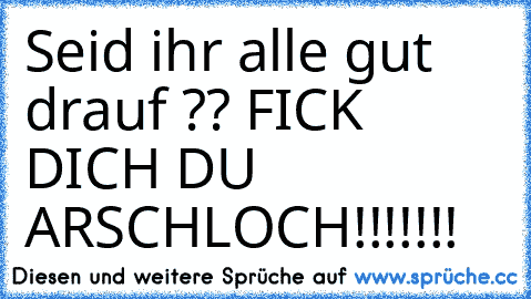 Seid ihr alle gut drauf ?? FICK DICH DU ARSCHLOCH!!!!!!!